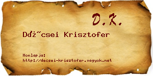 Décsei Krisztofer névjegykártya